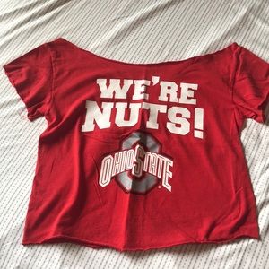 Ohio state cut t shirt, off the shoulder, cropped